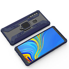 Funda Bumper Silicona y Plastico Mate Carcasa con Magnetico Anillo de dedo Soporte S03 para Samsung Galaxy A9 Star Pro Azul