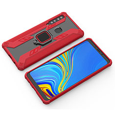 Funda Bumper Silicona y Plastico Mate Carcasa con Magnetico Anillo de dedo Soporte S03 para Samsung Galaxy A9s Rojo