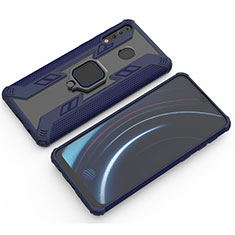 Funda Bumper Silicona y Plastico Mate Carcasa con Magnetico Anillo de dedo Soporte S03 para Samsung Galaxy M30 Azul