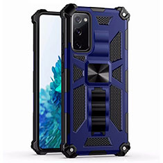 Funda Bumper Silicona y Plastico Mate Carcasa con Magnetico Anillo de dedo Soporte S03 para Samsung Galaxy S20 FE 5G Azul