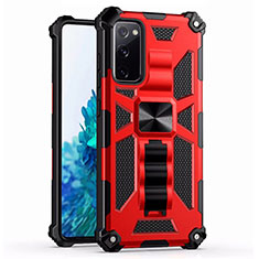 Funda Bumper Silicona y Plastico Mate Carcasa con Magnetico Anillo de dedo Soporte S03 para Samsung Galaxy S20 Lite 5G Rojo