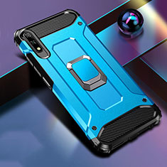 Funda Bumper Silicona y Plastico Mate Carcasa con Magnetico Anillo de dedo Soporte S04 para Huawei Honor 9X Azul Cielo