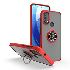 Funda Bumper Silicona y Plastico Mate Carcasa con Magnetico Anillo de dedo Soporte S04 para Motorola Moto E30 Rojo