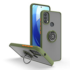 Funda Bumper Silicona y Plastico Mate Carcasa con Magnetico Anillo de dedo Soporte S04 para Motorola Moto E30 Verde