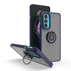 Funda Bumper Silicona y Plastico Mate Carcasa con Magnetico Anillo de dedo Soporte S04 para Motorola Moto Edge 20 5G Azul