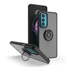 Funda Bumper Silicona y Plastico Mate Carcasa con Magnetico Anillo de dedo Soporte S04 para Motorola Moto Edge 20 5G Negro