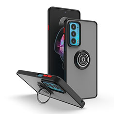 Funda Bumper Silicona y Plastico Mate Carcasa con Magnetico Anillo de dedo Soporte S04 para Motorola Moto Edge 20 5G Rojo y Negro