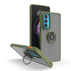 Funda Bumper Silicona y Plastico Mate Carcasa con Magnetico Anillo de dedo Soporte S04 para Motorola Moto Edge 20 5G Verde