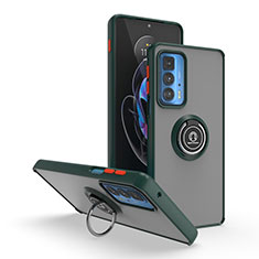 Funda Bumper Silicona y Plastico Mate Carcasa con Magnetico Anillo de dedo Soporte S04 para Motorola Moto Edge 20 Pro 5G Verde Noche