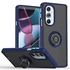 Funda Bumper Silicona y Plastico Mate Carcasa con Magnetico Anillo de dedo Soporte S04 para Motorola Moto Edge 30 Pro 5G Azul