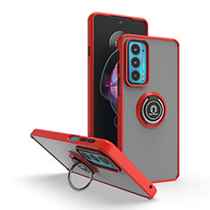 Funda Bumper Silicona y Plastico Mate Carcasa con Magnetico Anillo de dedo Soporte S04 para Motorola Moto Edge Lite 5G Rojo