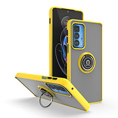 Funda Bumper Silicona y Plastico Mate Carcasa con Magnetico Anillo de dedo Soporte S04 para Motorola Moto Edge S Pro 5G Amarillo