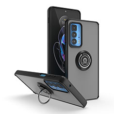 Funda Bumper Silicona y Plastico Mate Carcasa con Magnetico Anillo de dedo Soporte S04 para Motorola Moto Edge S Pro 5G Negro