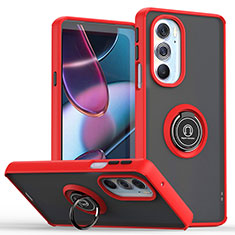 Funda Bumper Silicona y Plastico Mate Carcasa con Magnetico Anillo de dedo Soporte S04 para Motorola Moto Edge X30 5G Rojo