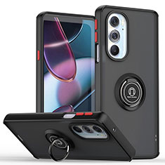 Funda Bumper Silicona y Plastico Mate Carcasa con Magnetico Anillo de dedo Soporte S04 para Motorola Moto Edge X30 5G Rojo y Negro