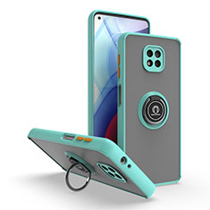 Funda Bumper Silicona y Plastico Mate Carcasa con Magnetico Anillo de dedo Soporte S04 para Motorola Moto G Power (2021) Cian