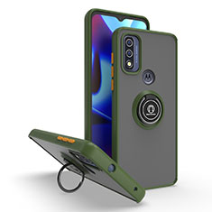 Funda Bumper Silicona y Plastico Mate Carcasa con Magnetico Anillo de dedo Soporte S04 para Motorola Moto G Pure Verde