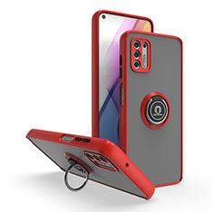 Funda Bumper Silicona y Plastico Mate Carcasa con Magnetico Anillo de dedo Soporte S04 para Motorola Moto G Stylus (2021) Rojo