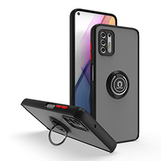 Funda Bumper Silicona y Plastico Mate Carcasa con Magnetico Anillo de dedo Soporte S04 para Motorola Moto G Stylus (2021) Rojo y Negro