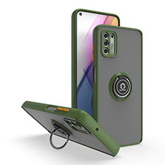 Funda Bumper Silicona y Plastico Mate Carcasa con Magnetico Anillo de dedo Soporte S04 para Motorola Moto G Stylus (2021) Verde
