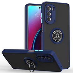Funda Bumper Silicona y Plastico Mate Carcasa con Magnetico Anillo de dedo Soporte S04 para Motorola Moto G Stylus (2022) 4G Azul