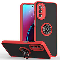 Funda Bumper Silicona y Plastico Mate Carcasa con Magnetico Anillo de dedo Soporte S04 para Motorola Moto G Stylus (2022) 4G Rojo