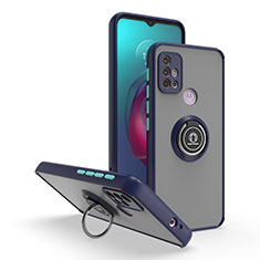 Funda Bumper Silicona y Plastico Mate Carcasa con Magnetico Anillo de dedo Soporte S04 para Motorola Moto G10 Azul