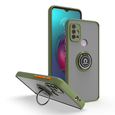 Funda Bumper Silicona y Plastico Mate Carcasa con Magnetico Anillo de dedo Soporte S04 para Motorola Moto G10 Verde