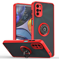 Funda Bumper Silicona y Plastico Mate Carcasa con Magnetico Anillo de dedo Soporte S04 para Motorola Moto G22 Rojo