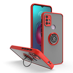 Funda Bumper Silicona y Plastico Mate Carcasa con Magnetico Anillo de dedo Soporte S04 para Motorola Moto G30 Rojo