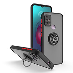 Funda Bumper Silicona y Plastico Mate Carcasa con Magnetico Anillo de dedo Soporte S04 para Motorola Moto G30 Rojo y Negro
