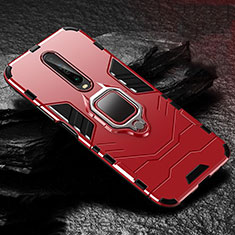 Funda Bumper Silicona y Plastico Mate Carcasa con Magnetico Anillo de dedo Soporte S04 para Xiaomi Redmi K30 4G Rojo