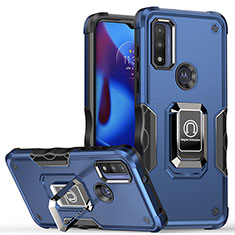 Funda Bumper Silicona y Plastico Mate Carcasa con Magnetico Anillo de dedo Soporte S05 para Motorola Moto G Pure Azul