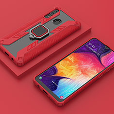 Funda Bumper Silicona y Plastico Mate Carcasa con Magnetico Anillo de dedo Soporte S05 para Samsung Galaxy A30 Rojo