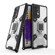 Funda Bumper Silicona y Plastico Mate Carcasa con Magnetico Anillo de dedo Soporte S05 para Samsung Galaxy A72 5G Blanco