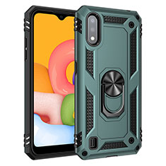 Funda Bumper Silicona y Plastico Mate Carcasa con Magnetico Anillo de dedo Soporte S06 para Samsung Galaxy A01 SM-A015 Verde