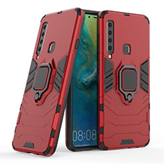 Funda Bumper Silicona y Plastico Mate Carcasa con Magnetico Anillo de dedo Soporte S06 para Samsung Galaxy A9 Star Pro Rojo
