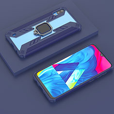 Funda Bumper Silicona y Plastico Mate Carcasa con Magnetico Anillo de dedo Soporte S06 para Samsung Galaxy M10 Azul