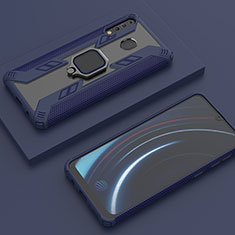 Funda Bumper Silicona y Plastico Mate Carcasa con Magnetico Anillo de dedo Soporte S06 para Samsung Galaxy M30 Azul