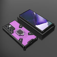 Funda Bumper Silicona y Plastico Mate Carcasa con Magnetico Anillo de dedo Soporte S06 para Samsung Galaxy S21 Ultra 5G Morado