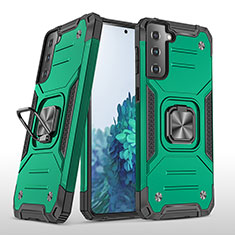 Funda Bumper Silicona y Plastico Mate Carcasa con Magnetico Anillo de dedo Soporte T04 para Samsung Galaxy S21 FE 5G Verde