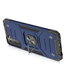 Funda Bumper Silicona y Plastico Mate Carcasa con Magnetico Anillo de dedo Soporte T05 para Samsung Galaxy S23 5G Azul