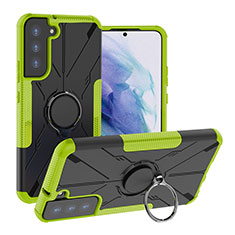 Funda Bumper Silicona y Plastico Mate Carcasa con Magnetico Anillo de dedo Soporte T08 para Samsung Galaxy S21 Plus 5G Verde