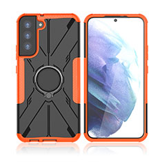 Funda Bumper Silicona y Plastico Mate Carcasa con Magnetico Anillo de dedo Soporte T09 para Samsung Galaxy S23 Plus 5G Naranja