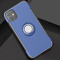 Funda Bumper Silicona y Plastico Mate Carcasa con Magnetico Anillo de dedo Soporte Y01 para Apple iPhone 11 Azul