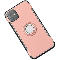 Funda Bumper Silicona y Plastico Mate Carcasa con Magnetico Anillo de dedo Soporte Y01 para Apple iPhone 11 Oro Rosa