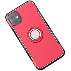 Funda Bumper Silicona y Plastico Mate Carcasa con Magnetico Anillo de dedo Soporte Y01 para Apple iPhone 11 Rojo