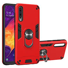 Funda Bumper Silicona y Plastico Mate Carcasa con Magnetico Anillo de dedo Soporte Y01B para Samsung Galaxy A50 Rojo