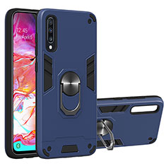 Funda Bumper Silicona y Plastico Mate Carcasa con Magnetico Anillo de dedo Soporte Y01B para Samsung Galaxy A70S Azul