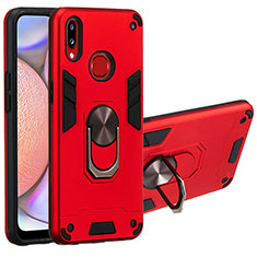 Funda Bumper Silicona y Plastico Mate Carcasa con Magnetico Anillo de dedo Soporte Y01B para Samsung Galaxy M01s Rojo